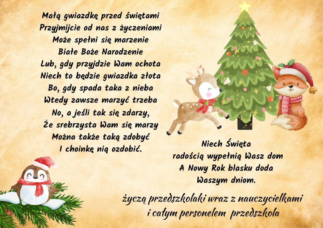 kartka z �yczeniami �wi�tecznymi z choink� i reniferem