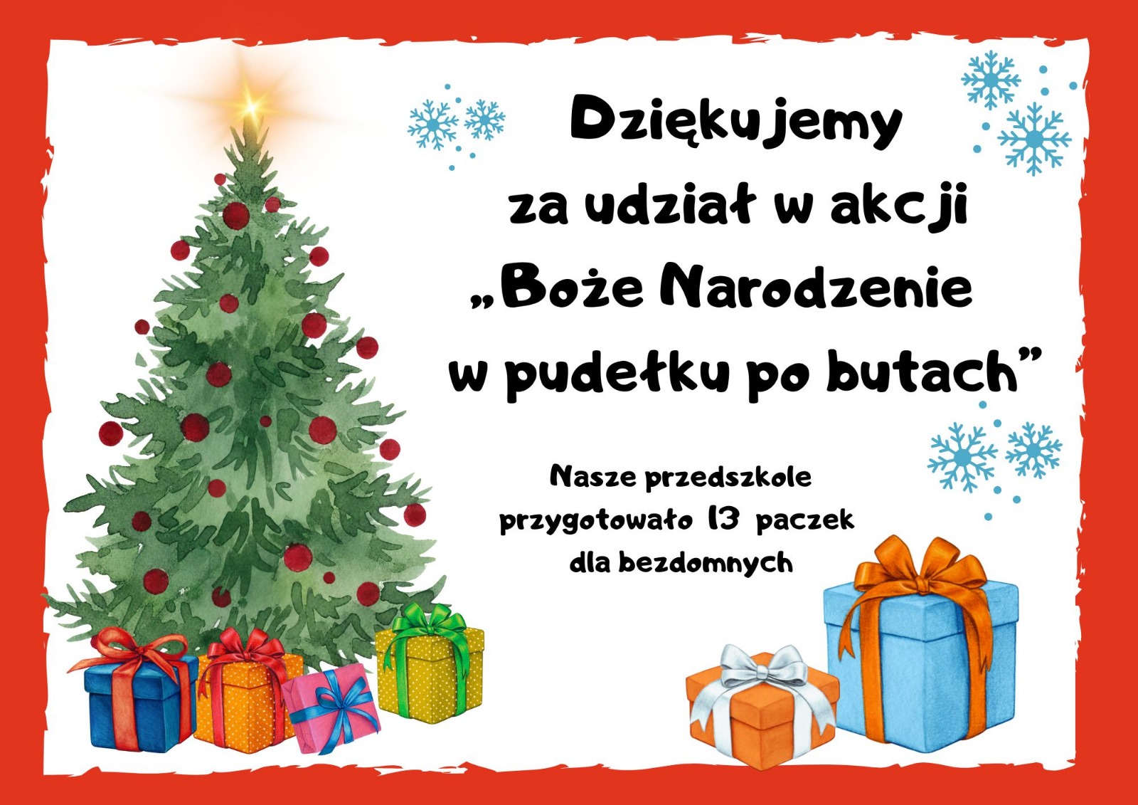 ilustracja choinki z podzi�kowaniem za udzia� w akcji  charytatywnej